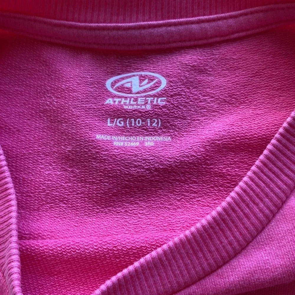 Athletic Works Girls Lightweight Sweatshirt Hot Pink‎ Thumbholes Kangaroo Pocket
